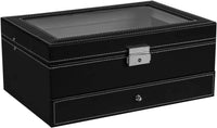 Thumbnail for 12 Slot PU Leather Lockable Watch and Jewelry Storage Boxes (Black)