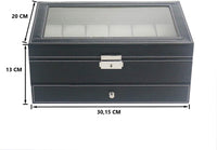 Thumbnail for 12 Slot PU Leather Lockable Watch and Jewelry Storage Boxes (Black)