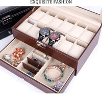 Thumbnail for 12 Slot PU Leather Lockable Watch and Jewelry Storage Boxes (Brown)