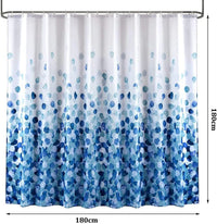 Thumbnail for Shower Curtain with 12 Hooks Set Bathroom 180 x 180 cm (Blue)