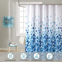 Thumbnail for Shower Curtain with 12 Hooks Set Bathroom 180 x 180 cm (Blue)