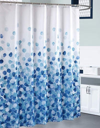 Thumbnail for Shower Curtain with 12 Hooks Set Bathroom 180 x 180 cm (Blue)