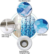 Thumbnail for Shower Curtain with 12 Hooks Set Bathroom 180 x 180 cm (Blue)