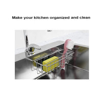 Thumbnail for 3-in-1 Adhesive Stainless Steel Sink Caddy Organizer Storage for Kitchen  Rustproof