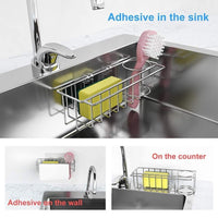 Thumbnail for 3-in-1 Adhesive Stainless Steel Sink Caddy Organizer Storage for Kitchen  Rustproof