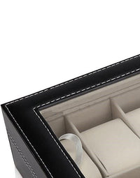 Thumbnail for Black PU Leather Watch Organizer Display Storage Box Cases for Men & Women (12 slots)