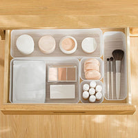 Thumbnail for 5 Pack Frosted plastic dresser and desk drawer storage rack for make-up brushes and kitchen