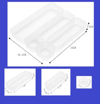 Thumbnail for 5 Pack Frosted plastic dresser and desk drawer storage rack for make-up brushes and kitchen