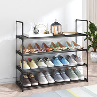 Thumbnail for 4-Tier Stainless Steel Shoe Rack Storage Organizer to Hold up to 20 Pairs of Shoes (80cm, Black)