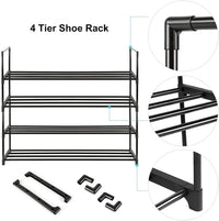 Thumbnail for 4-Tier Stainless Steel Shoe Rack Storage Organizer to Hold up to 20 Pairs of Shoes (80cm, Black)