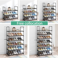 Thumbnail for 4-Tier Stainless Steel Shoe Rack Storage Organizer to Hold up to 20 Pairs of Shoes (80cm, Black)