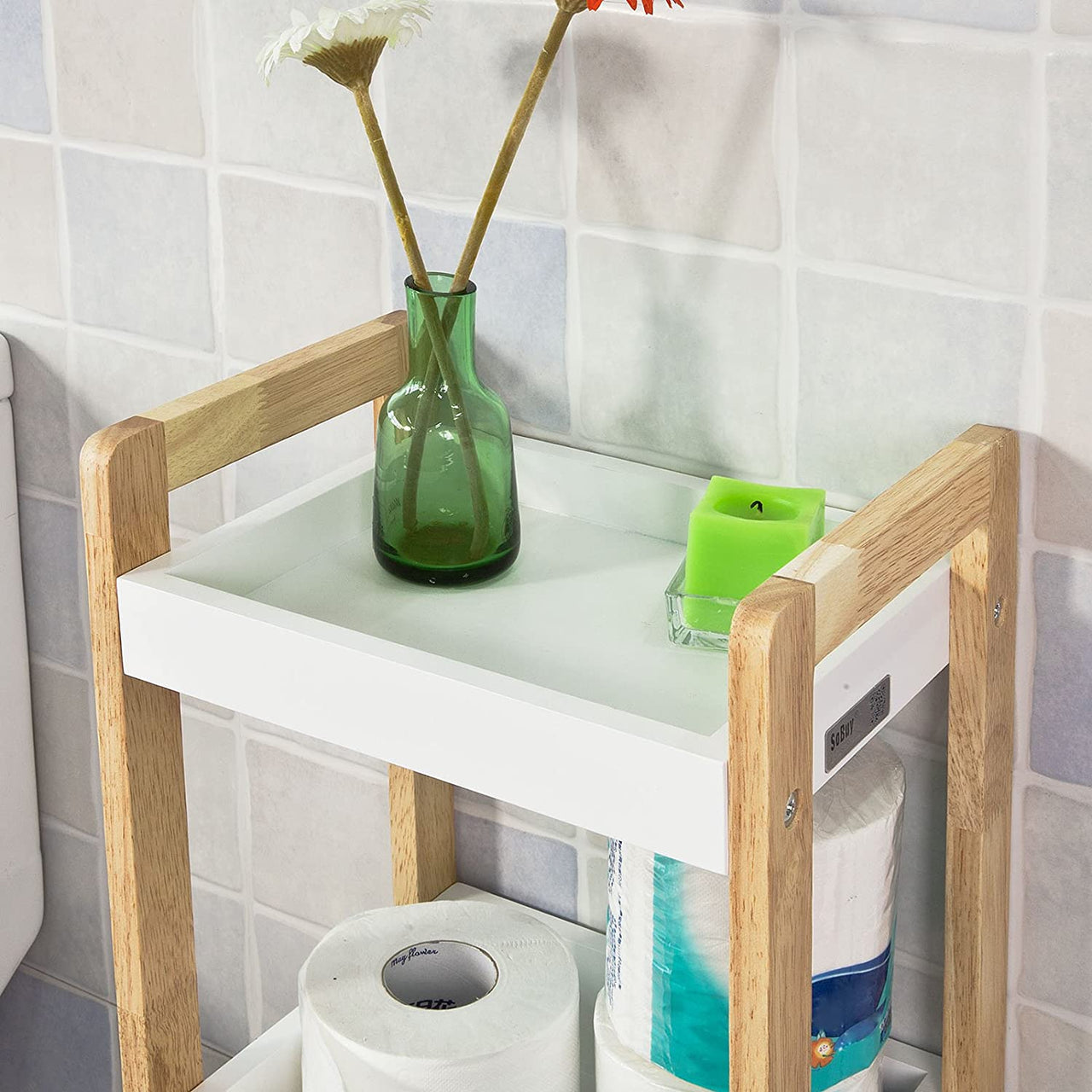 3-Tier White Storage Bathroom Shelf