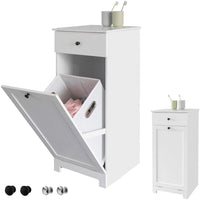 Thumbnail for White Bathroom Cabinet with Laundry Basket and Drawer