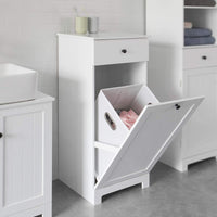 Thumbnail for White Bathroom Cabinet with Laundry Basket and Drawer