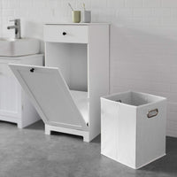 Thumbnail for White Bathroom Cabinet with Laundry Basket and Drawer