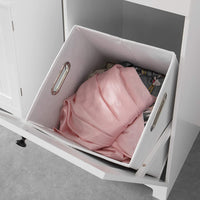 Thumbnail for White Bathroom Cabinet with Laundry Basket and Drawer