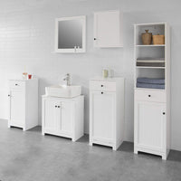 Thumbnail for White Bathroom Cabinet with Laundry Basket and Drawer