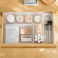 Thumbnail for 6 Pack Frosted plastic dresser and desk drawer storage rack for make-up brushes and kitchen