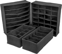 Thumbnail for 4 Pack Foldable Drawer Dividers Storage Boxes (Black)