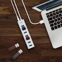 Thumbnail for mbeat 7-Port USB 3.0 Aluminum Slim Hub With Power For PC and MAC