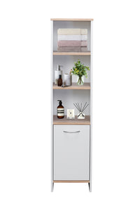 Thumbnail for Alto Bathroom Tallboy Narrow High Cabinet With 1 Doors/3 Shelves - Oak/White