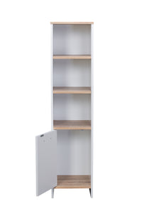 Thumbnail for Alto Bathroom Tallboy Narrow High Cabinet With 1 Doors/3 Shelves - Oak/White