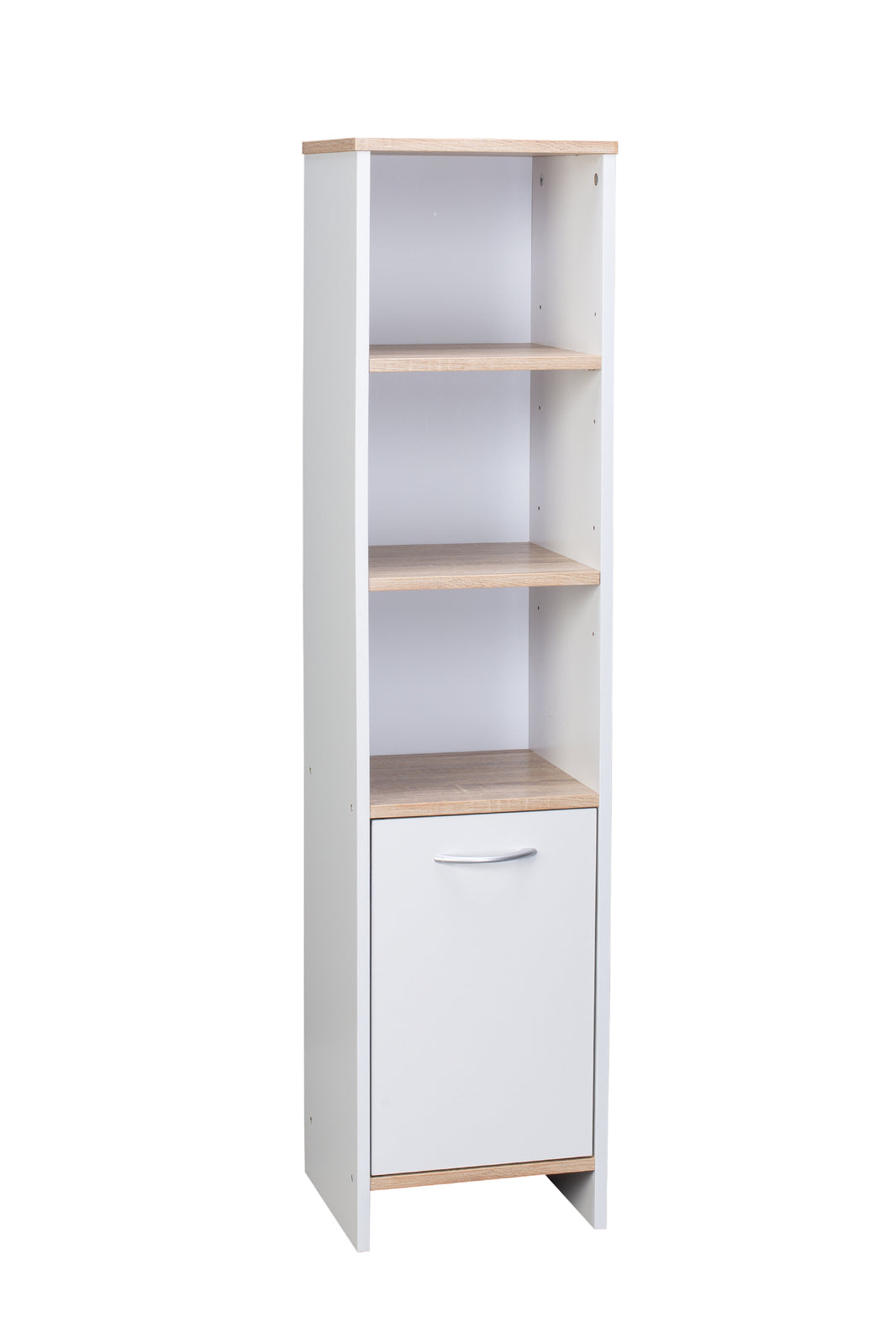 Alto Bathroom Tallboy Narrow High Cabinet With 1 Doors/3 Shelves - Oak/White