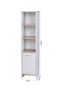 Thumbnail for Alto Bathroom Tallboy Narrow High Cabinet With 1 Doors/3 Shelves - Oak/White