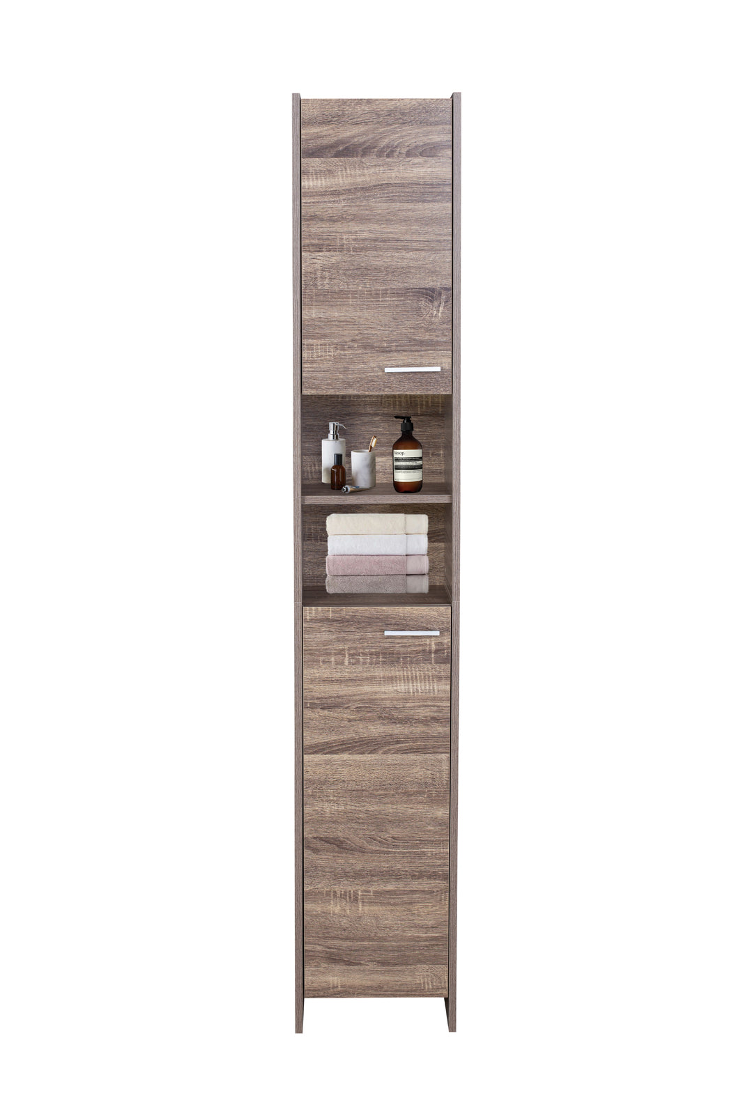 Alto Bathroom Tallboy Narrow High Cabinet With 2 Doors/2 Shleves - Walnut