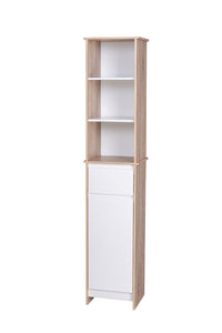 Thumbnail for Alto Bathroom Tallboy Narrow High Cabinet With 1 Door/1 Drawer/3 Shelves - Oak/White