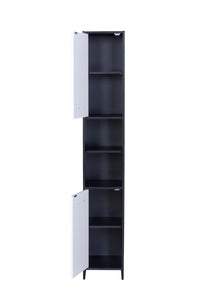 Thumbnail for Alto Bathroom Tallboy Narrow High Cabinet With 2 Doors/2 Shleves - Black/White