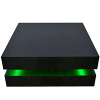 Thumbnail for Modern Large High Gloss Coffee Table With LED Lights Black