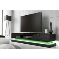 Thumbnail for Modern High Gloss LED RGB TV Entertainment Unit with Storage 220cm - Black