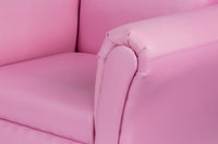 Thumbnail for Kids Pink Couch Sofa Chair w/ Footstool in PU Leather