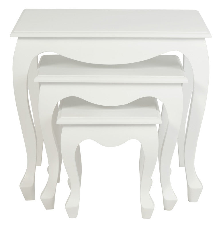 Queen Ann Nest of Table Set of 3 (White)