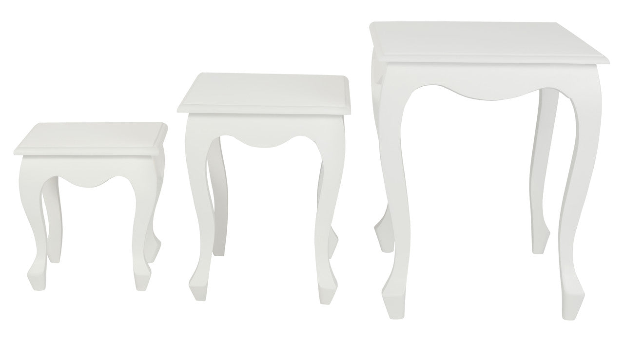 Queen Ann Nest of Table Set of 3 (White)