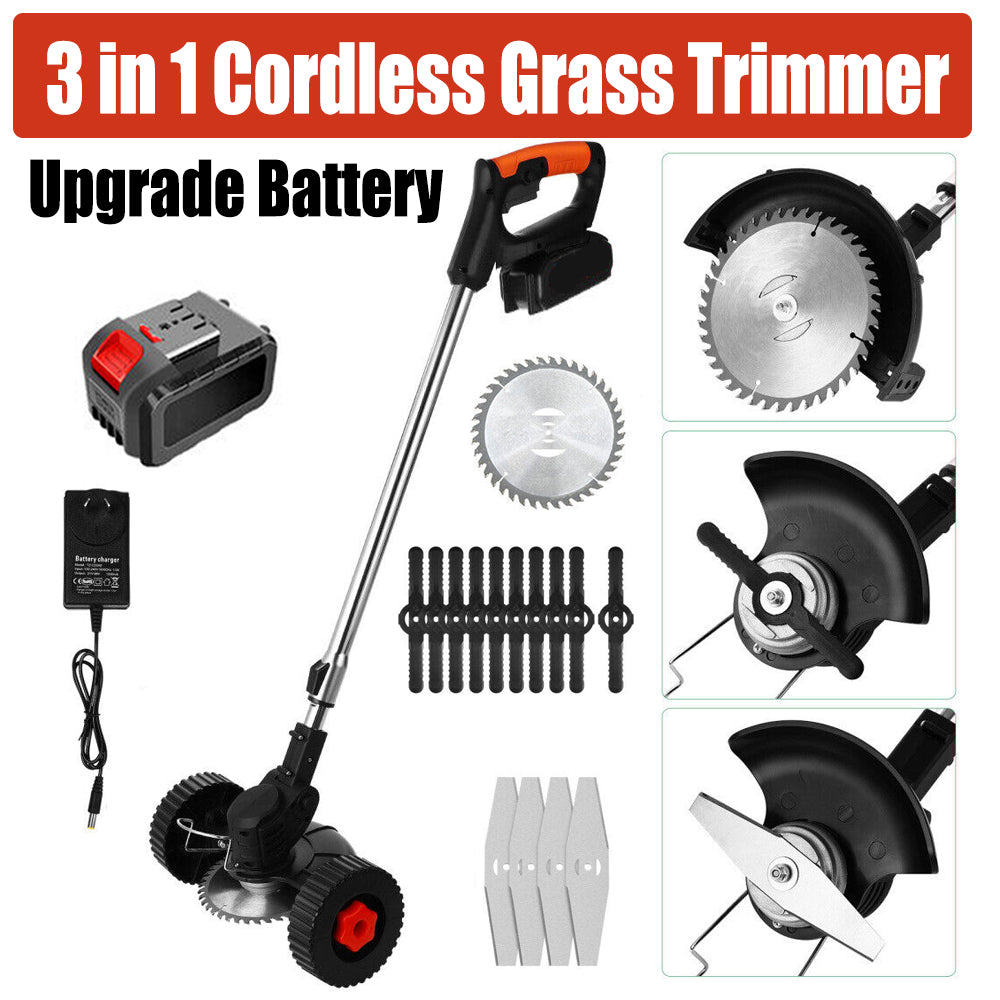 3in1 Cordless Grass Trimmer Grass Lawn Brush Cutter Whipper Snipper with 1 Battery