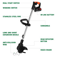 Thumbnail for 3in1 Cordless Grass Trimmer Grass Lawn Brush Cutter Whipper Snipper with 1 Battery