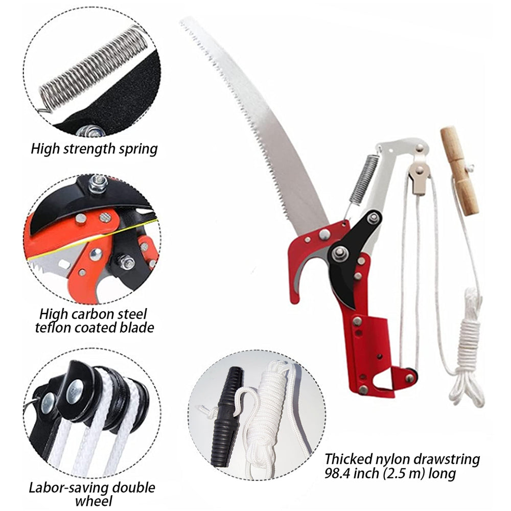 8M Detachable Pole Pruning Saw Tree Trimmer Saw Shearing Portable Storage Bag