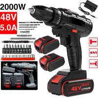 Thumbnail for 48V BRUSHLESS HEAVY DUTY CORDLESS DRILL IMPACT DRIVER KIT HAMMER +2 BATTERY Box