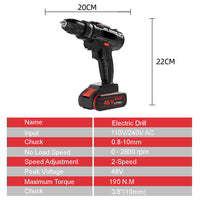 Thumbnail for 48V BRUSHLESS HEAVY DUTY CORDLESS DRILL IMPACT DRIVER KIT HAMMER +2 BATTERY Box