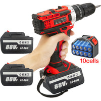 Thumbnail for Cordless Drill w/2 Battery Heavy Duty Impact Driver Kit Brushless Hammer Set 88V