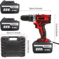 Thumbnail for Cordless Drill w/2 Battery Heavy Duty Impact Driver Kit Brushless Hammer Set 88V