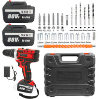 Thumbnail for Cordless Drill w/2 Battery Heavy Duty Impact Driver Kit Brushless Hammer Set 88V