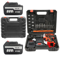 Thumbnail for Cordless Drill w/2 Battery Heavy Duty Impact Driver Kit Brushless Hammer Set 88V