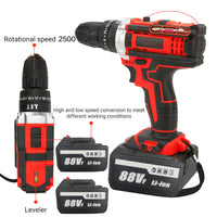 Thumbnail for Cordless Drill w/2 Battery Heavy Duty Impact Driver Kit Brushless Hammer Set 88V