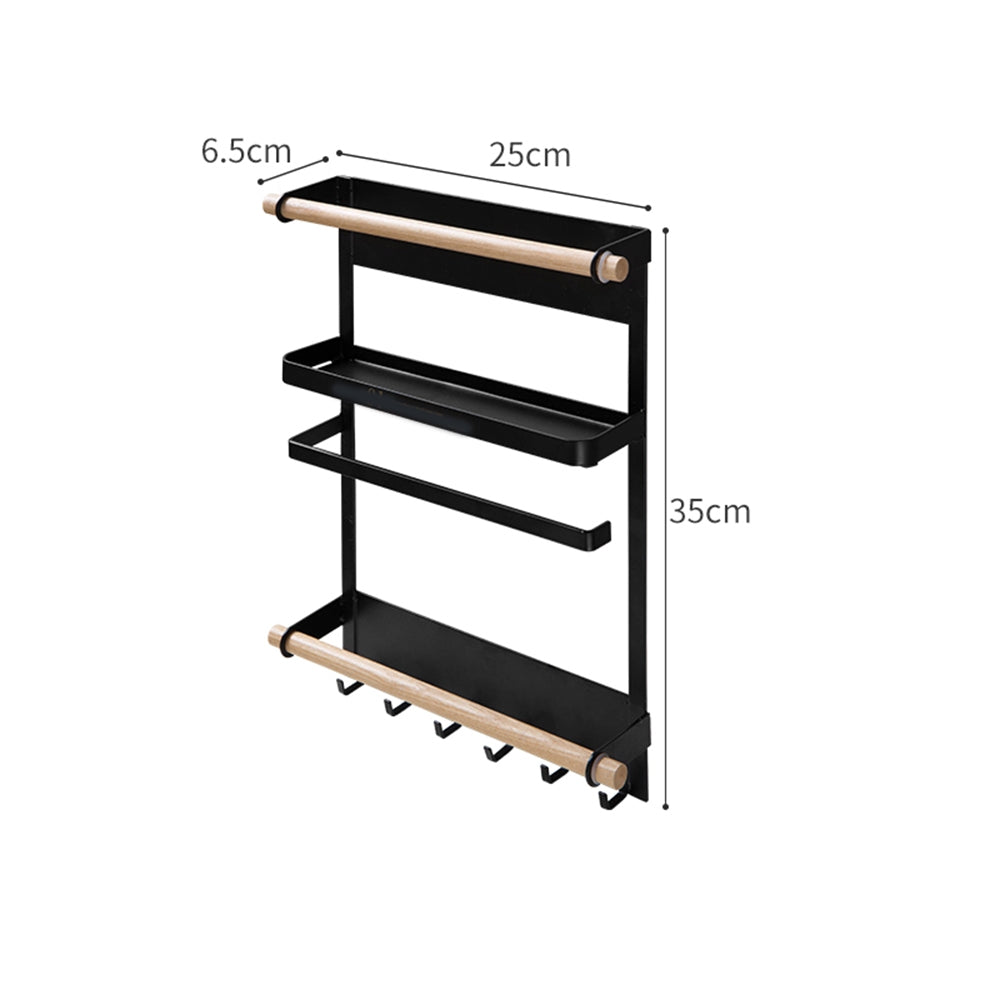 Refrigerator Storage Rack Magnetic Holder With Hooks Paper Spice Jars Storage Shelf