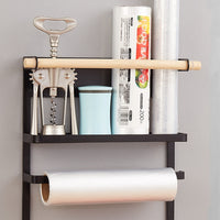 Thumbnail for Refrigerator Storage Rack Magnetic Holder With Hooks Paper Spice Jars Storage Shelf