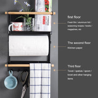 Thumbnail for Refrigerator Storage Rack Magnetic Holder With Hooks Paper Spice Jars Storage Shelf