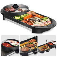 Thumbnail for 2-IN-1 Electric Hot Pot BBQ Oven Smokeless Non Stick Barbecue Hotpot Grill Pan